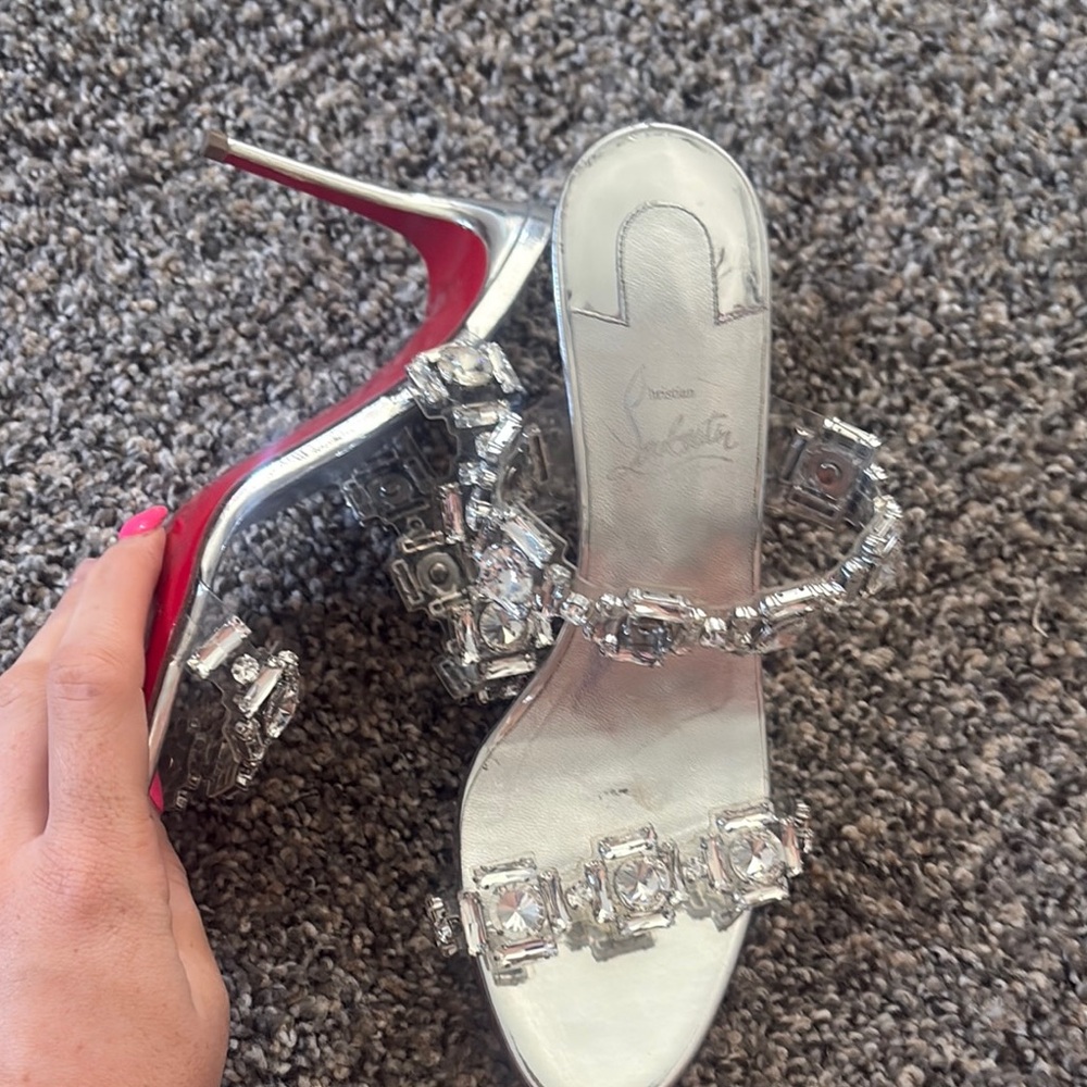 Christian Louboutin Silver Red Heels